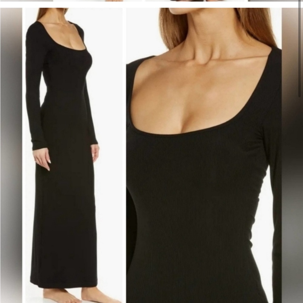 SKIMS SOFT LOUNGE LONG SLEEVE DRESS Viral Maxidress Black Small NWOT